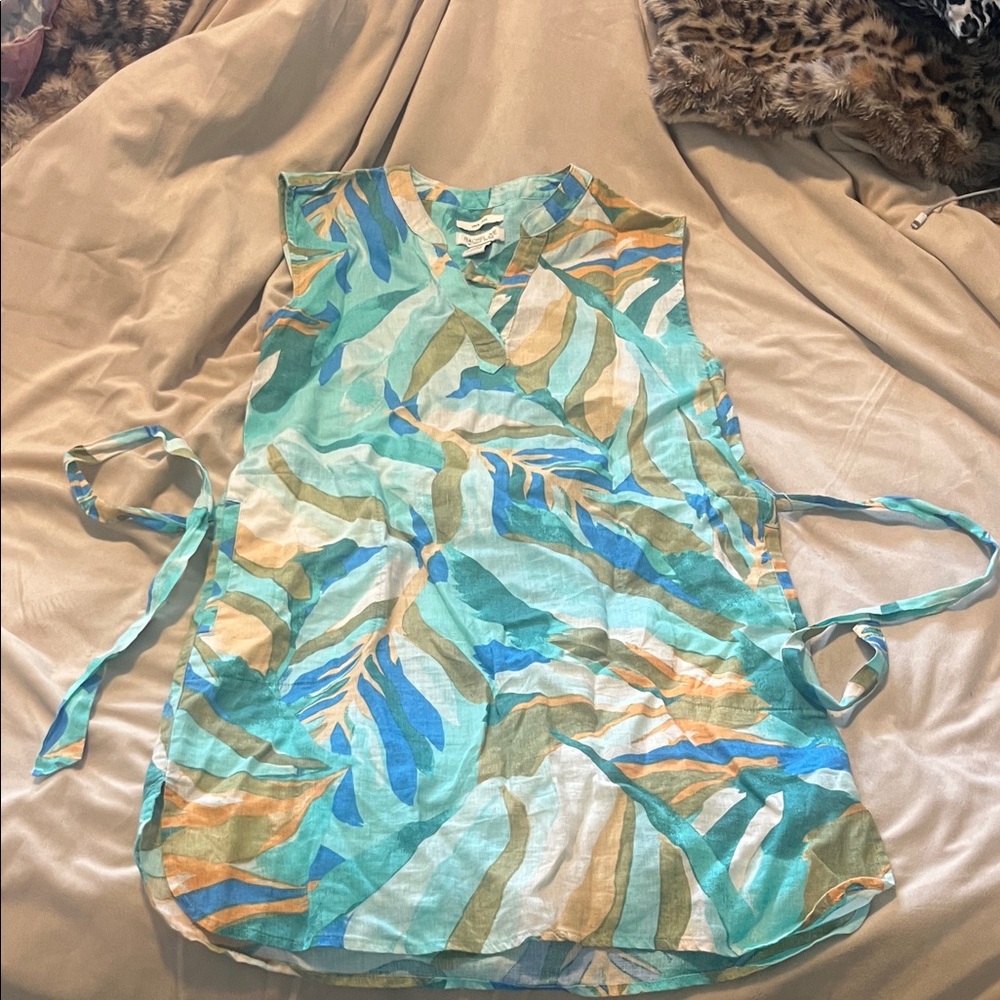 Rachel Zoe Linen Top in Blue and Tan